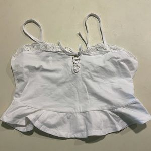 Shein white ruffle crop top!